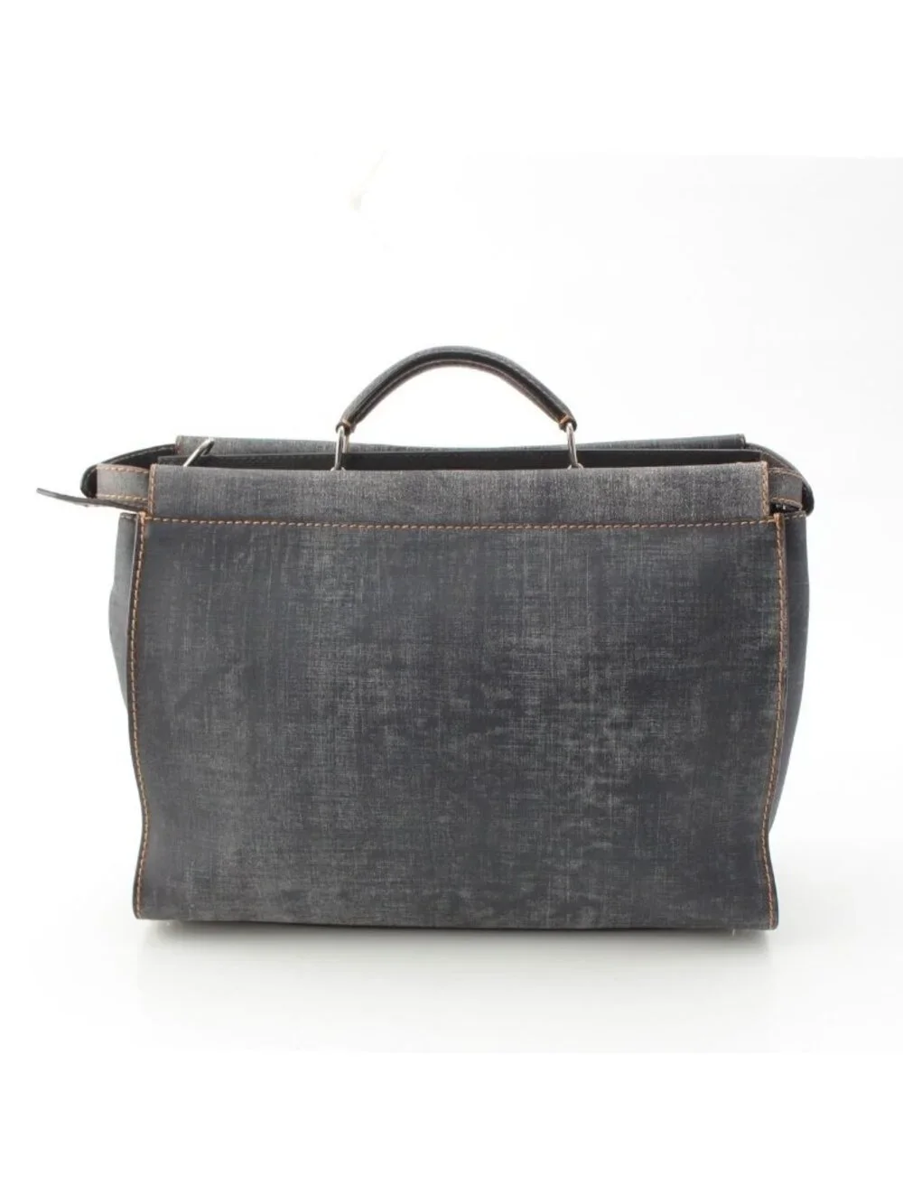Fendi Peekaboo Leather 2-Way Shoulder Business Bag Indigo